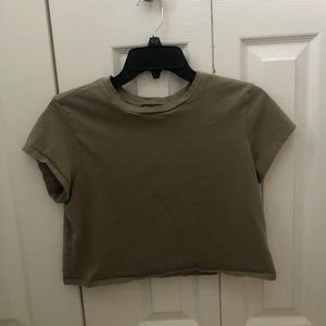 Army green crop top // Size Medium